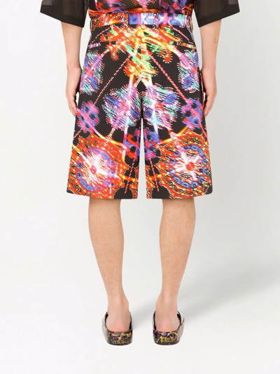 Shop Dolce & Gabbana Luminaire-print Tailored Shorts In Schwarz