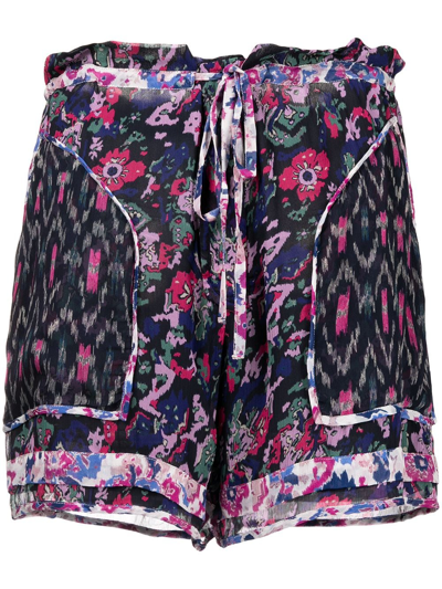 Isabel Marant Étoile Abstract Pattern-print Relaxed Mini Shorts In Faded Night