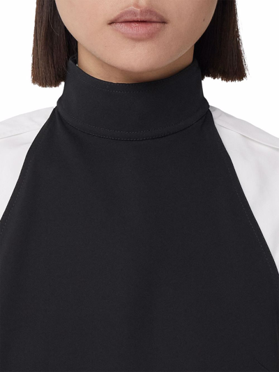 Burberry Funnel-neck Silk Bib Dress In Black