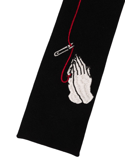 Shop Yohji Yamamoto Embroidered Knitted Tie In Schwarz