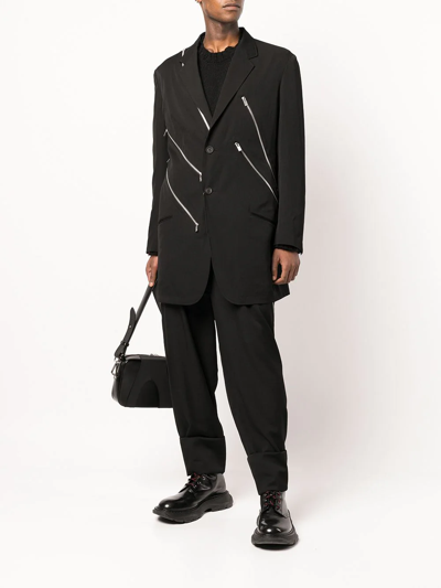 Yohji Yamamoto Zip-embellished Single-breasted Blazer In Schwarz