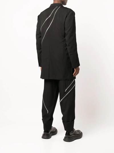 Yohji Yamamoto Zip-embellished Single-breasted Blazer In Schwarz