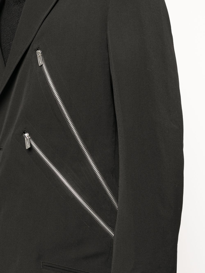 Yohji Yamamoto Zip-embellished Single-breasted Blazer In Schwarz
