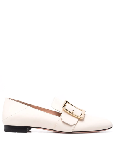 Shop Bally Janelle Buckle-detail Leather Loafers In Nude