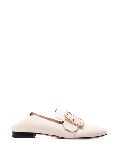 Shop Bally Janelle Buckle-detail Leather Loafers In Nude