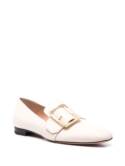 Shop Bally Janelle Buckle-detail Leather Loafers In Nude
