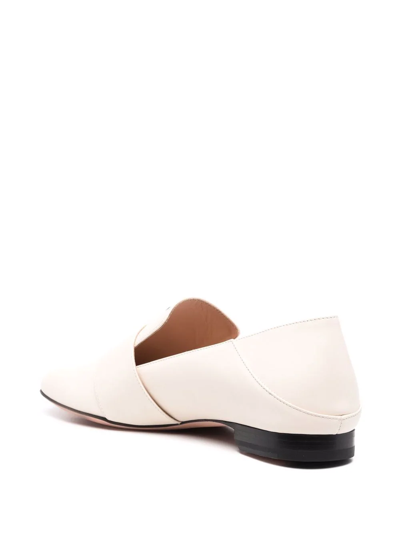 Shop Bally Janelle Buckle-detail Leather Loafers In Nude