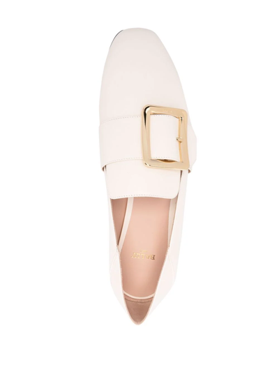 Shop Bally Janelle Buckle-detail Leather Loafers In Nude