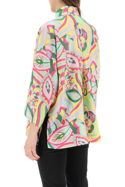 Shop Dolce & Gabbana 60s Print Silk Shirt In Green,pink,yellow