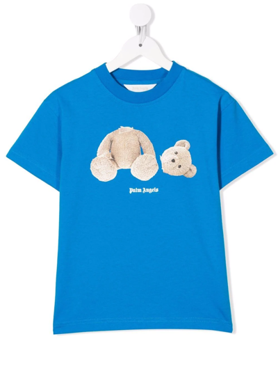 Shop Palm Angels Bear-motif T-shirt In Blue