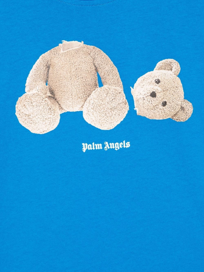 Palm Angels Teddy Bear-print Short-sleeved T-shirt In Blue