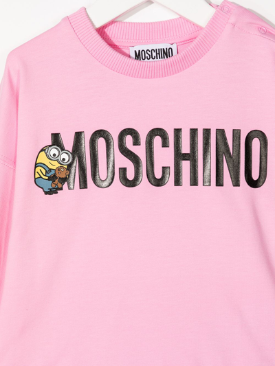 Shop Moschino Minion Logo-print Stretch-cotton Tracksuit In Pink