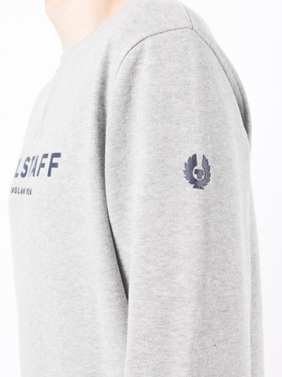 Shop Belstaff Logo-print Crew-neck Sweatshirt In Grey