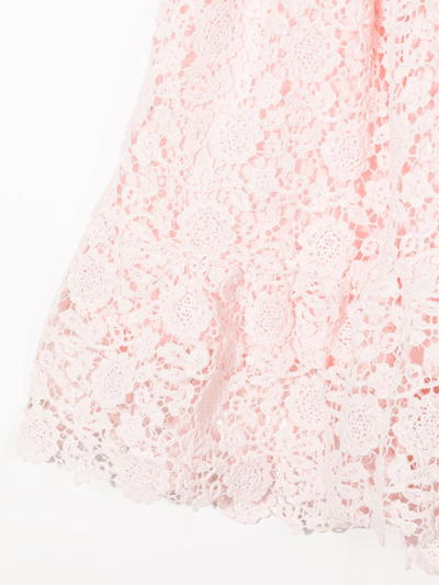 Shop Self-portrait Floral Lace Midi Skirt In Pink