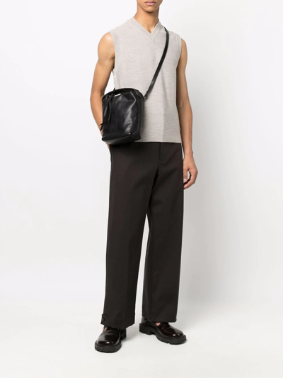 Shop Lemaire Pebbled Medium Shoulder Bag In Black