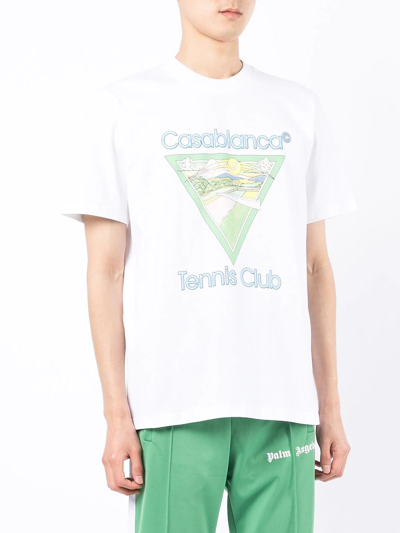 Shop Casablanca Tennis Club Print T-shirt In White