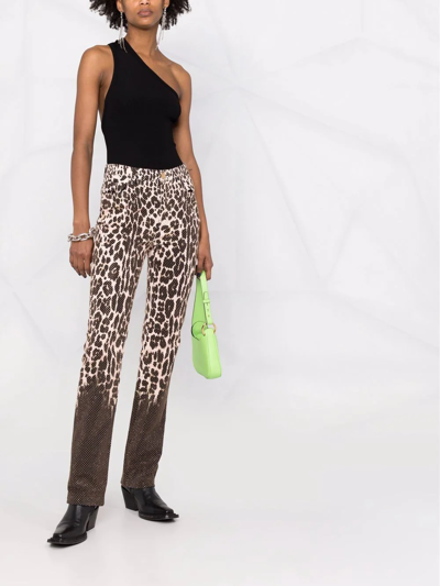 Shop Roberto Cavalli Leopard-print Jeans In Pink