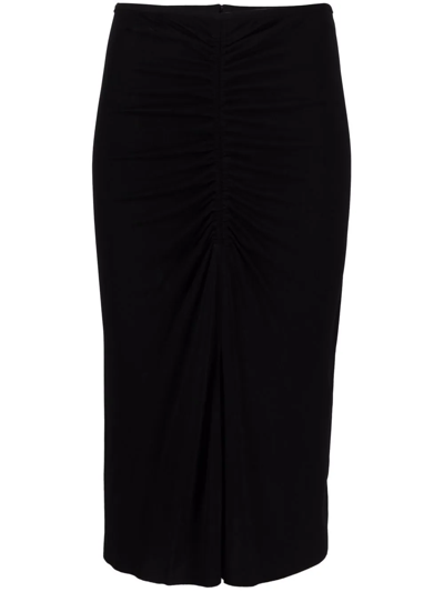 Shop Isabel Marant Joella Ruched-front Pencil Skirt In Black