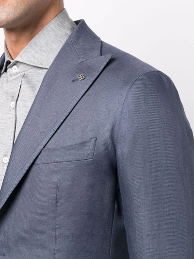 Shop Tagliatore Fitted Single-breasted Blazer In Blue