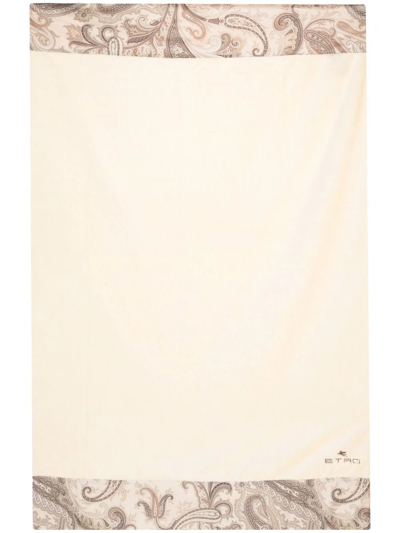 Shop Etro Home Paisley-print Embroidered-logo Towel In White
