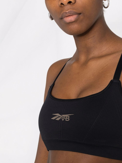 Victoria Beckham Logo-print Padded Stretch-jersey Sports Bra In Black