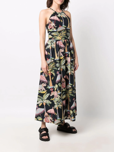 Shop Red Valentino Halterneck Cotton Dress In Black