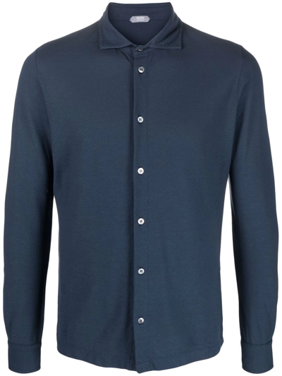 Shop Zanone Long-sleeved Cotton Shirt In Blue