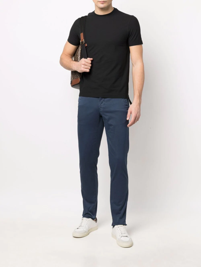 Zanone Blue Cotton T-shirt In Black