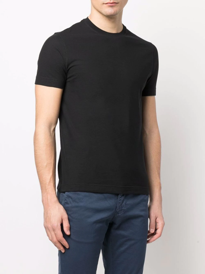 Zanone Blue Cotton T-shirt In Black