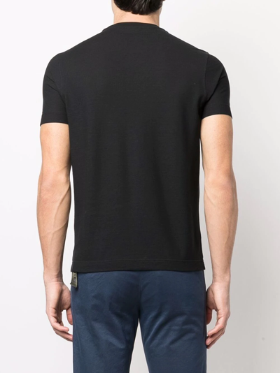 Zanone Blue Cotton T-shirt In Black