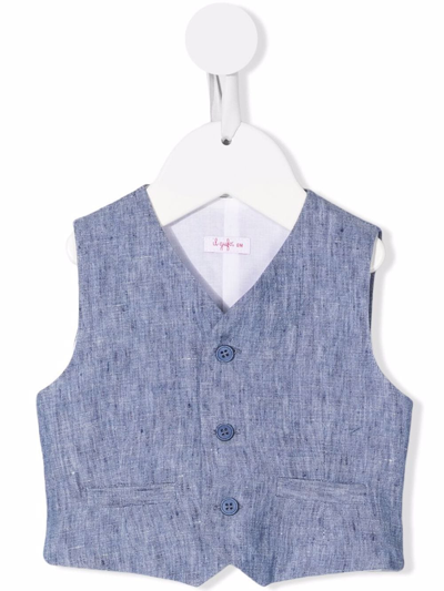 Shop Il Gufo V-neck Button-up Waistcoat In Blue