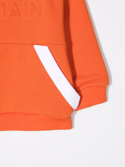 Shop Balmain Debossed-logo Sweatshirt In Orange