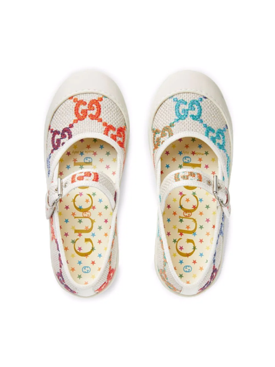 Shop Gucci Embroidered-gg Ballerina Shoes In White