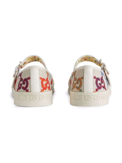 Shop Gucci Embroidered-gg Ballerina Shoes In White