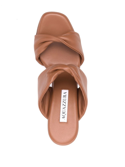Aquazzura Twist Two-band Slide Sandals In Brown
