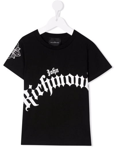 John Richmond Junior Kids' Logo-print Cotton T-shirt In Black | ModeSens