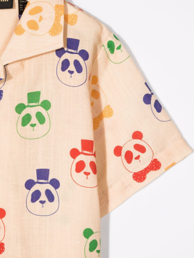 Shop Mini Rodini Panda-print Shirt In Neutrals