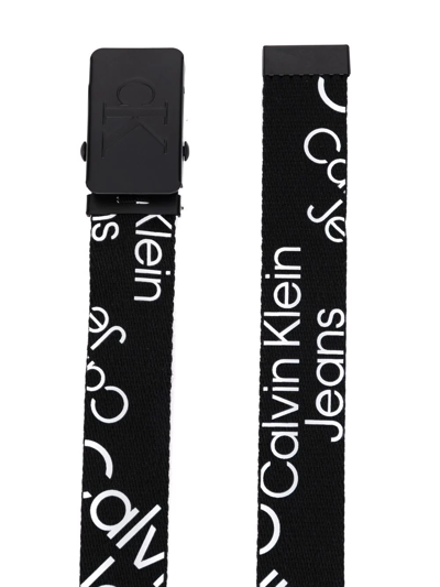 Shop Calvin Klein Logo-print Belt In Black