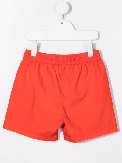 Shop Moschino Teddy-print Swim Shorts In Red