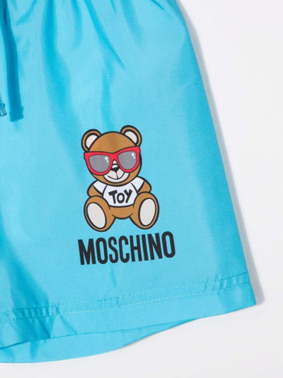 Shop Moschino Teddy-print Swim Shorts In Blue
