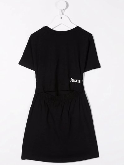 Shop Calvin Klein Logo-print Flared Dress In Black