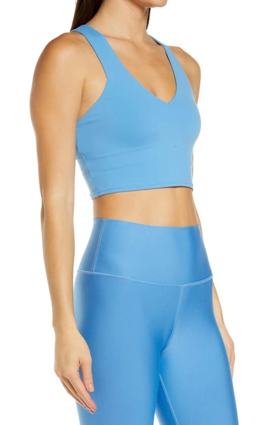 Shop Alo Yoga Real Sports Bra In Cafe Blue