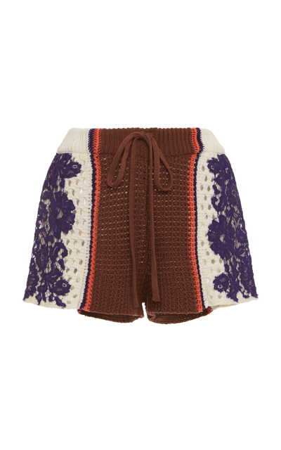 Shop Valentino Women's Crocheted Cotton Shorts In Multi