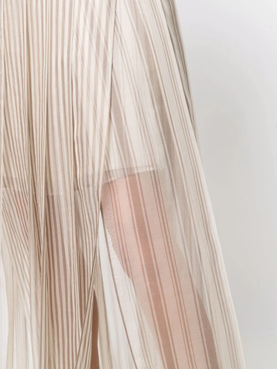 Shop Brunello Cucinelli Layered Pleated Maxi Skirt In Neutrals