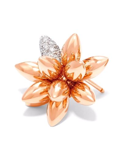 Shop David Morris 18kt Rose Gold Hedgehog Diamond Small Stud Earrings In Pink