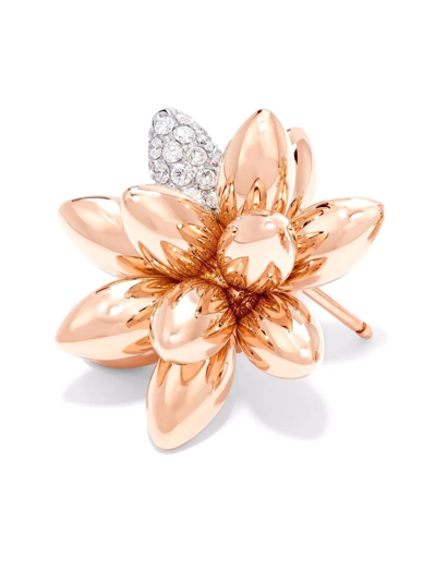 Shop David Morris 18kt Rose Gold Hedgehog Diamond Large Stud Earrings In Pink