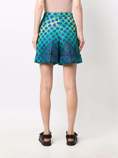 Shop Rabanne High-waisted Graphic-print Shorts In Grün