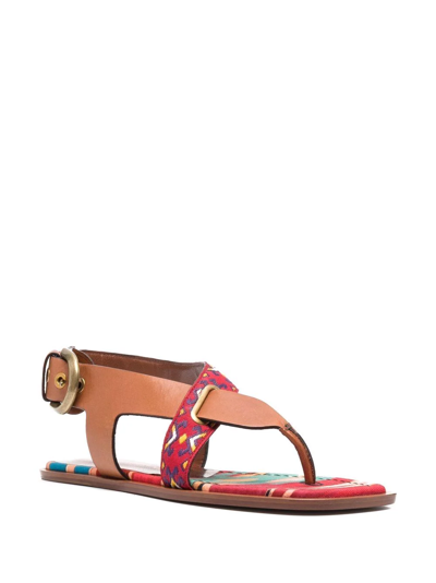 Shop Etro Open-toe Buckle-fastening Sandals In Braun