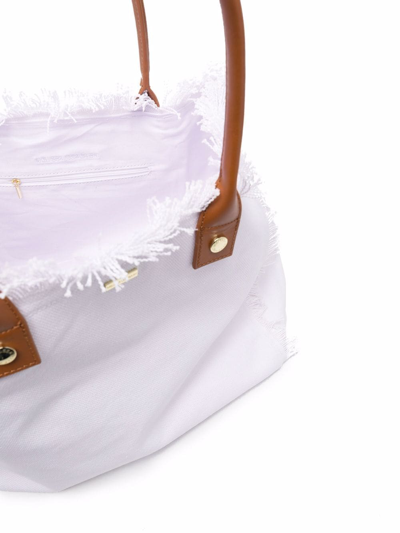 Shop Melissa Odabash Ferrat Frayed Tote Bag In Weiss