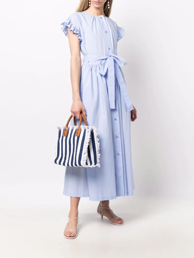 Melissa Odabash Porto Stripe-print Cotton Top-handle Bag In Blau
